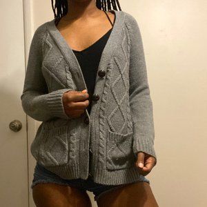 grey cardigan